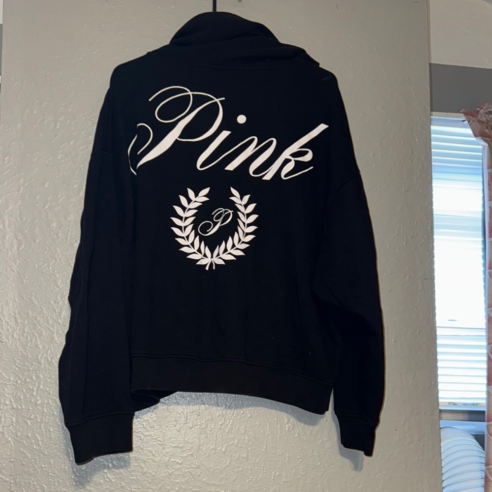 PINK Victoria's Secret Black Hoodie with White Logo